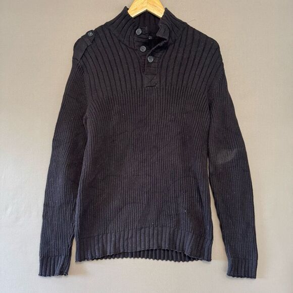 Calvin Klein Jeans Mens Black Ribbed High Neck Sweater Size Medium - Picture 1 of 10